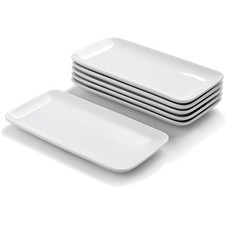 Teller Rechteckig, Servierteller, Porzellan, 6er Set, modern, spülmaschinenfest
