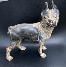 Alte Englische Eisen Guss Cast Iron Boston Terrier French Bulldog Figur