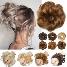 100% REMY ECHTHAAR Messy Dutt Bun Haargummi Zopf Haarteil Haarverlängerung Glatt