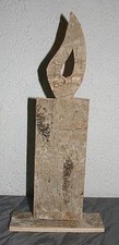 Dekoration Kerze Birkenrinde Holz 46,5 cm hoch Naturmaterial rustikale Optik