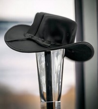 Indiana Jones Style Leder Fedora-Hut, Größe L und XL in Schwarz