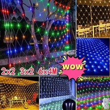 LED Lichternetz 2x2m 6x4m Weihnachten Lichtervorhang Lichterkette Innen Außen