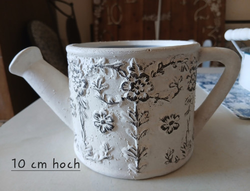 Keramik kanne weiß blumen - kanne,