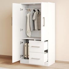 Drehtürenschrank Kleiderschrank Kinderkleiderschrank-70x40x135 cm, 2 Schubladen