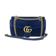 Gucci Schultertasche blau Samt