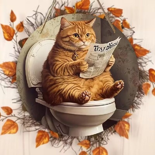 Blechschild rund katze auf - rund,