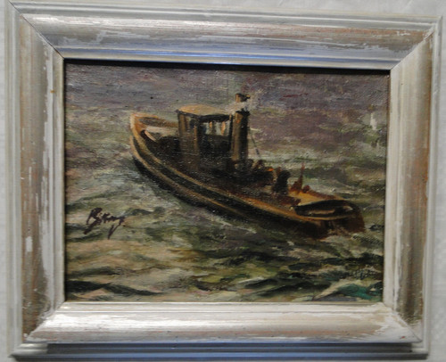 ölbild schlepper dampfer - schlepper, ,