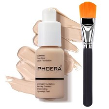 PHOERA® Foundation Full Coverage Face Makeup Liquid Matte with Flat Brush