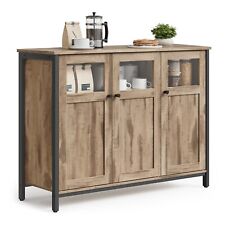 Sideboard, Küchenschrank, Kamelbraun-tintenschwarz LSCDE099K02