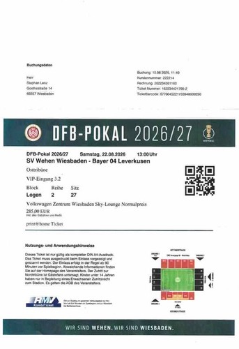 Ticket eintrittskarte 26 27 - ticket,