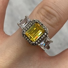 Citrin Smaragdschliff Halo CZ