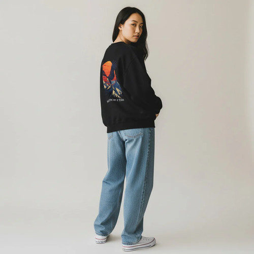 Sweatshirt schwarz mit - , adler