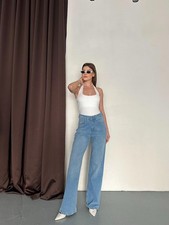 Damen Wide Leg Jeans High