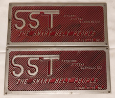 2x Altes Metallschild Firmenschild 12x27cm SST Charlotte NC Belt Gurt Alt Antik 