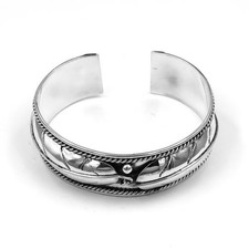 Armreif bangle Indianerschmuck Feder in 925 Sterling silber silver