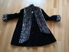 Designer Wildledermantel mit Leopardenkunstfell am Kragen (Schal) Gr.38