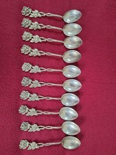 Christoph Widmann Zuckerlöffen 10 St.  Rosendekor Silber 825