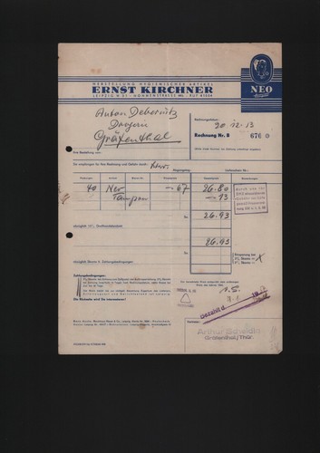 Leipzig rechnung 1953 ernst - leipzig,,