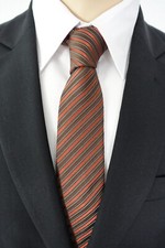 NEU - ATWARDSON Anlass/Business Krawatte- rotbraun-braun gestreift- Seide - Slim