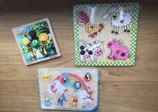 Konvolut  3 Holzpuzzle Biene Maja Winnie Pooh Bauernhof Ravensburger Eichhorn