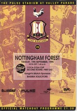 Matchday Programme Bradford City Nottingham Forest 1995/96