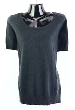 T-Shirt mit U-Ausschnitt Gr. 40/42 Grau Damen Kurzarm Strickshirt Oberteil RPW