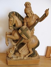 Hl.GEORG Holzschnitzerei gebeizt    20stes Jahhdt. groß schön 2 farbig  45 cm.