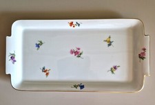 Meissen Kuchenplatte Streublümchen Goldrand 29 x 14,5 cm  1. Wahl Top-Zustand