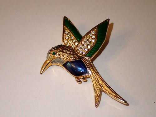 Vintage brosche strass vogel - vintage,