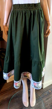 Damen Rock Baumwollrock Dehnbund Spitze Grün+ G.Sjöden Beutel Lagenlook 40/42 L