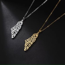 Halskette mit Israel Palästina Palestine Karte Anhänger  verschnörkelt filigran