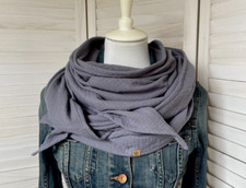 XL Musselin Schal Dreieckstuch ♥ 135 x 135 ♥ Grau ♥ Uni ♥ Handmade ♥ Tuch