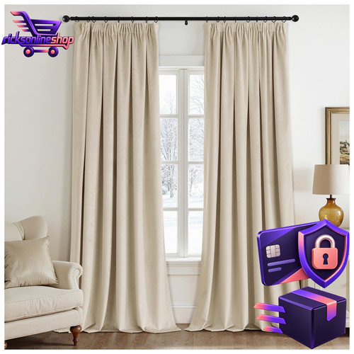 Samtvorhang beige 2er set - beige,