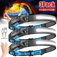 3x 5-Modi Stirnlampe COB+LED