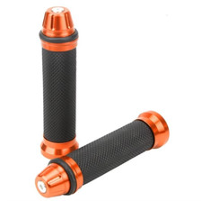 Motorrad Griffe Lenkergriffe Griffgummis + Lenkerenden  Orange 22/24mm UNIVERSAL