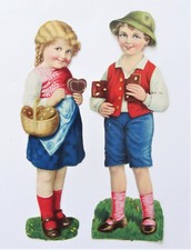 Alt, um 1935 - 2 Lebkuchen Kinder, HÄNSEL und GRETEL - Oblaten Glanzbilder 19 cm