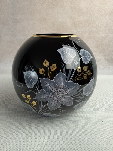 Vintage kugelvase schwarz glas - vintage,