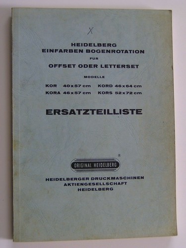 Ersatzteilliste heidelberger - ersatzteilliste,