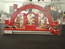 Weihnachten Kerzenbogen rot/gold Holz Vintage Engel