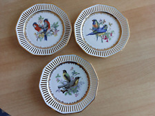 3 Porzellan Durchbruch-Teller * Vogel-Motive * Goldrand * Winterling * Portofrei