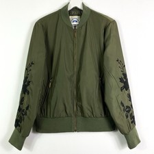 Blue Monkey Bomberjacke Gr.XL Damen Khaki Bestickt Blumen Fliegerjacke