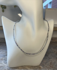 Zarte bunte Fluorit Kette facettierte 2 mm Perlen 41,5 + 5cm Länge Edelstein