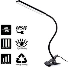 LED Klemmleuchte dimmbar Schreibtischlampe Leselampe Flexibel USB Tisch-Lampe DE