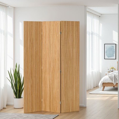 Paravent teilig holz natur - paravent,