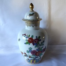 Meissen Vase Deckelvase Indische Malerei mit Kranich und Insekt / CU 338(38)