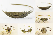 Haarreif Tiara Diadem Feder Blume antik bronze Vintage Retro Haarschmuck A210