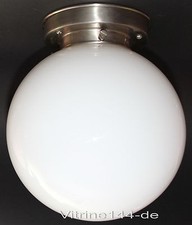 BAUHAUS DECKENLEUCHTE KUGEL Design 20er Jahre Ø 15 Halter silberfarben+Opalglas 