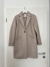 Cynthia Rowley Mantel Lang Wolle beige Gr. M 38