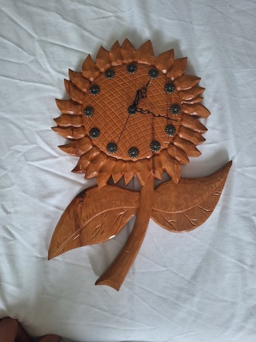 Holz wanduhr blumenmotiv - holz,