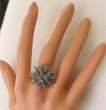 Markasit Cocktail Ring, 925 Sterlingsilber, natürlich, opulent 